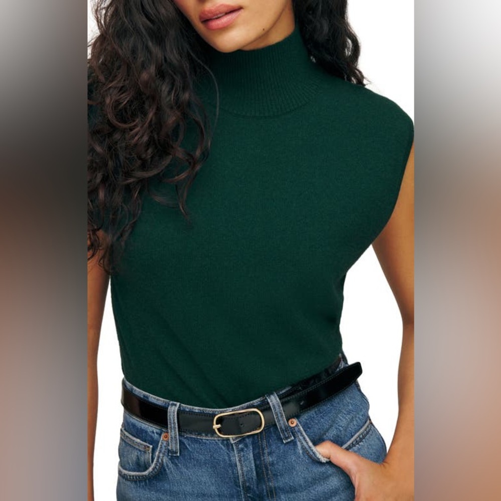 Reformation Arco Cashmere Sleeveless Turtleneck Sweater